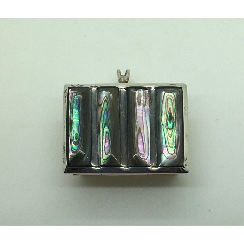 Taxco Sterling Silver Abalone Snuff Pill Trinket Box Hinged 31.6 Grams Mexico - Picture 4 of 4